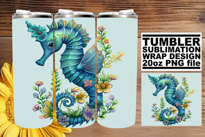 Tropical Paradise Tumbler Wrap, Sublimation Design, 20oz, Vibrant Sea Creatures, Coastal Watercolor Sublimation afrosvg 