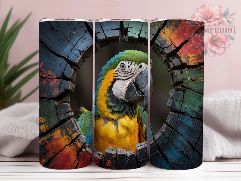 Tropical Parrot Exotic Bird Tumbler, Parrot Tumbler, Tropical Bird Wrap, 20oz Bird Design, Exotic Bird Sublimation, Parrot Lover Tumbler, Bird Watching Tumbler Sublimation Li Zamperini 