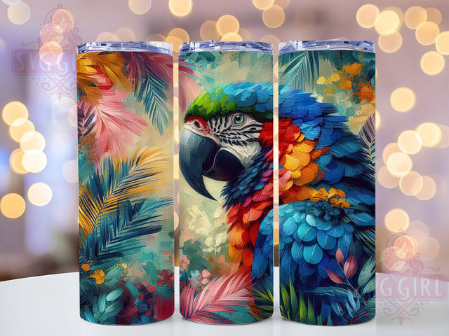 Tropical Parrot Lover Tumbler Wrap, Exotic Pet Pattern, Colorful Parrot Art, Bird Lover Gift, Macaw Tumbler Cup, Tropical Pet Present, Rainbow Bird Wrap Sublimation SvggirlplusArt 