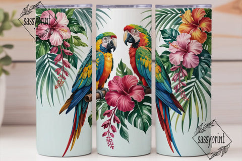 Tropical Parrot Tumbler Wrap Sublimation sassyprint 