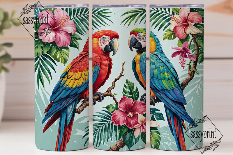 Tropical Parrot Tumbler Wrap Sublimation sassyprint 
