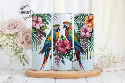 Tropical Parrot Tumbler Wrap Sublimation sassyprint 