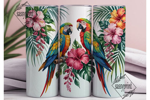 Tropical Parrot Tumbler Wrap Sublimation sassyprint 
