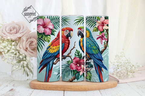 Tropical Parrot Tumbler Wrap Sublimation sassyprint 