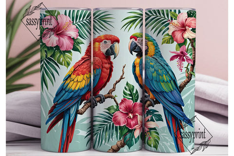 Tropical Parrot Tumbler Wrap Sublimation sassyprint 