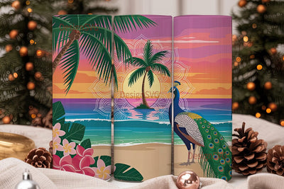 Tropical Peacock Sunset 20oz Tumbler Sublimation DesignSVG 