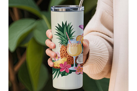 Tropical Pina Colada Tumbler Wrap Sublimation DesignSVG 