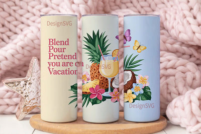 Tropical Pina Colada Tumbler Wrap Sublimation DesignSVG 