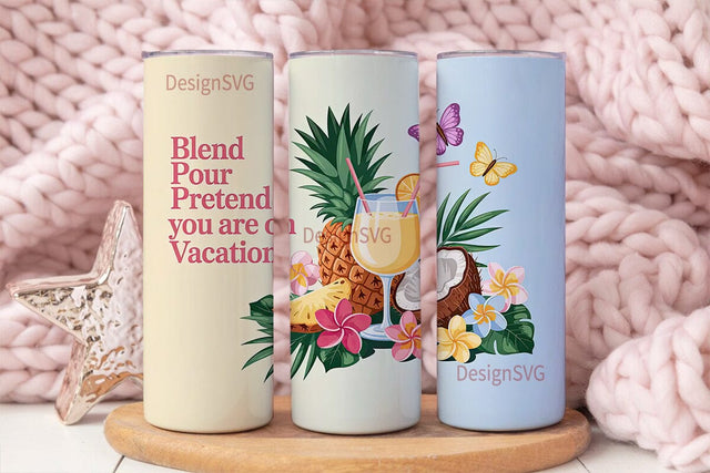 Tropical Pina Colada Tumbler Wrap Sublimation DesignSVG 