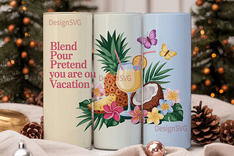 Tropical Pina Colada Tumbler Wrap Sublimation DesignSVG 