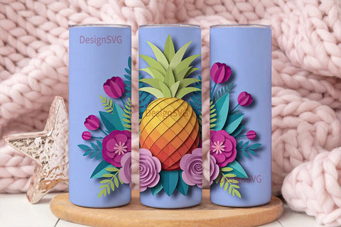 Tropical Pineapple 20oz Tumbler Wrap Sublimation DesignSVG 