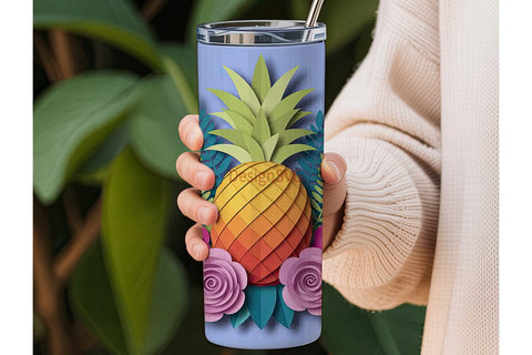 Tropical Pineapple 20oz Tumbler Wrap Sublimation DesignSVG 