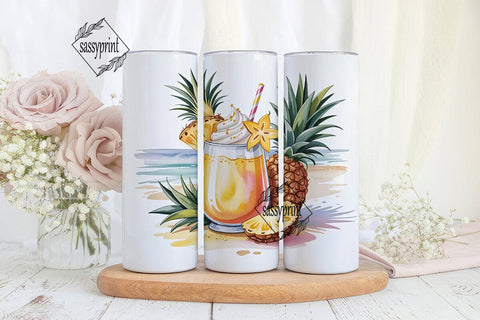 Tropical Pineapple Cocktail 20oz Tumbler Sublimation sassyprint 