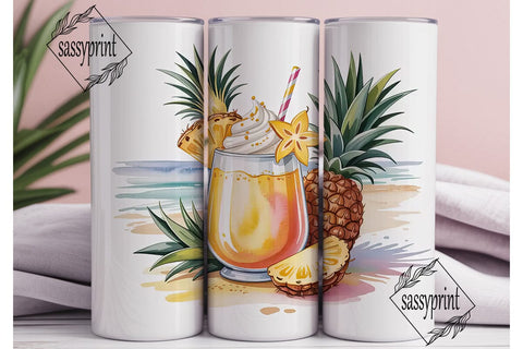 Tropical Pineapple Cocktail 20oz Tumbler Sublimation sassyprint 