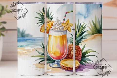 Tropical Pineapple Cocktail 20oz Tumbler Sublimation sassyprint 