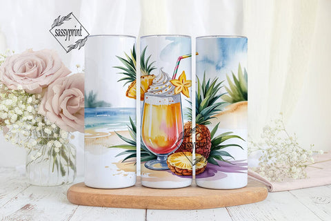 Tropical Pineapple Cocktail 20oz Tumbler Sublimation sassyprint 