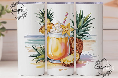Tropical Pineapple Cocktail 20oz Tumbler Sublimation sassyprint 