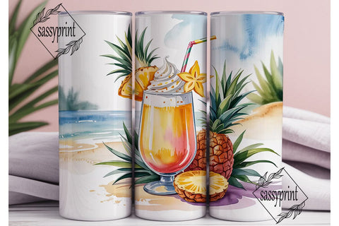 Tropical Pineapple Cocktail 20oz Tumbler Sublimation sassyprint 