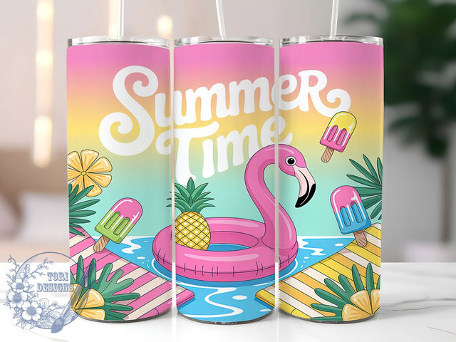 Tropical Pink Flamingo Tumbler, Summer Time Design, Flamingo Tumbler Art, 20Oz Sublimation Wrap, Tropical Flamingo Print, Summer Theme Design, Tumbler Sublimation Sublimation ToriDesigns 
