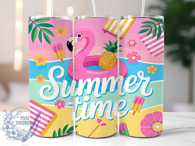 Tropical Pink Flamingo Tumbler, Summer Time Design, Flamingo Tumbler Art, 20Oz Sublimation Wrap, Tropical Flamingo Print, Summer Theme Design, Tumbler Sublimation Sublimation ToriDesigns 