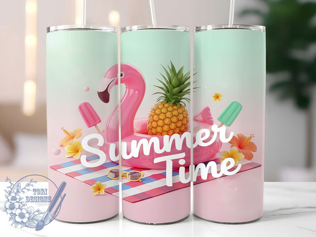 Tropical Pink Flamingo Tumbler, Summer Time Design, Flamingo Tumbler Art, 20Oz Sublimation Wrap, Tropical Flamingo Print, Summer Theme Design, Tumbler Sublimation Sublimation ToriDesigns 