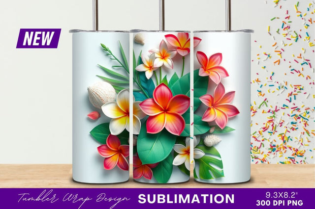 Tropical Plumeria Flower Arrangement Tumbler Png Sublimation Regulrcrative 