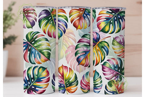 Tropical Rainbow Leaves 20oz Tumbler Sublimation PixelChick 