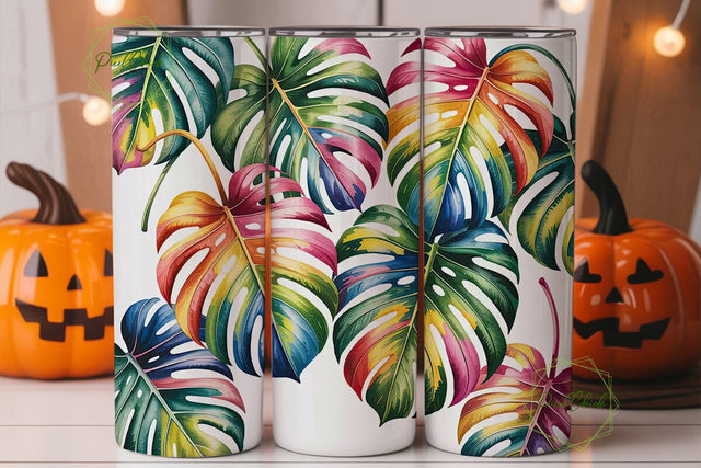 Tropical Rainbow Leaves 20oz Tumbler Sublimation PixelChick 