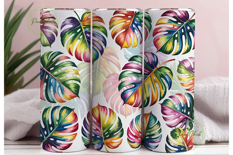 Tropical Rainbow Leaves 20oz Tumbler Sublimation PixelChick 