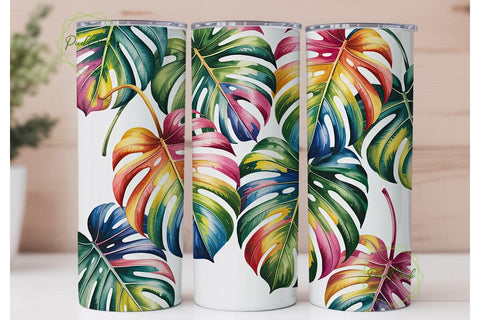 Tropical Rainbow Leaves 20oz Tumbler Sublimation PixelChick 