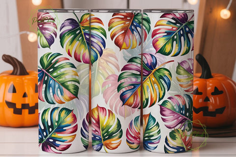 Tropical Rainbow Leaves 20oz Tumbler Sublimation PixelChick 