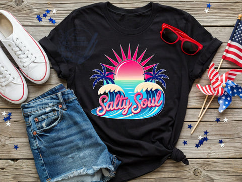 Tropical Salty Soul T-Shirt PNG, Salty Soul, Tropical Style, Coastal Vibes, Summer Fashion, Sublimation PNG, Statement Shirt, Beach Apparel Sublimation ToriDesigns 
