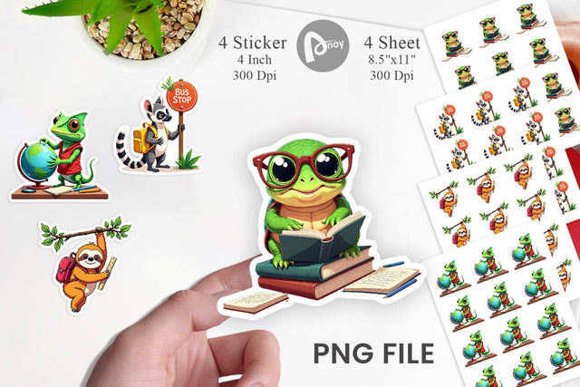 Tropical School Animals Sticker Sublimation artnoy 