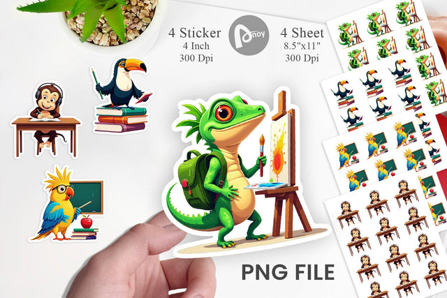 Tropical School Animals Sticker Sublimation artnoy 
