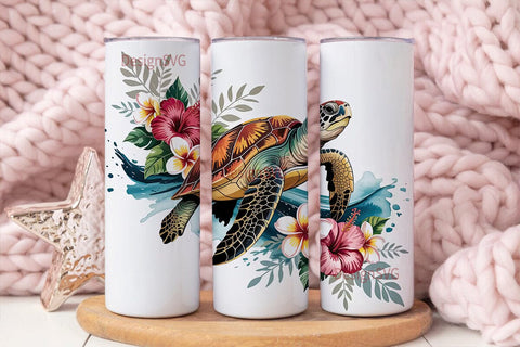 Tropical Sea Turtle 20oz Tumbler Wrap Sublimation DesignSVG 