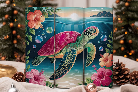 Tropical Sea Turtle 20oz Tumbler Wrap Sublimation DesignSVG 