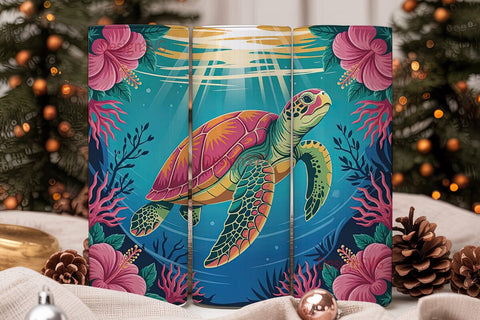 Tropical Sea Turtle 20oz Tumbler Wrap Sublimation DesignSVG 