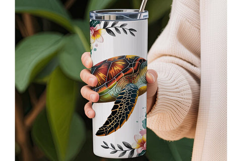Tropical Sea Turtle 20oz Tumbler Wrap Sublimation DesignSVG 