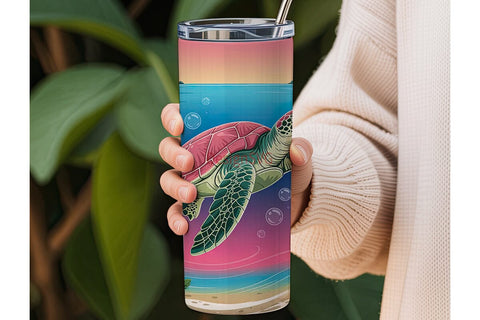 Tropical Sea Turtle 20oz Tumbler Wrap Sublimation DesignSVG 