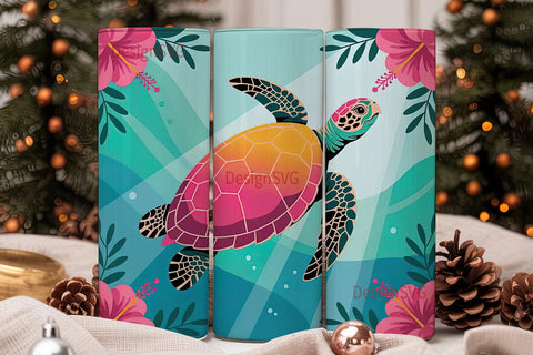 Tropical Sea Turtle 20oz Tumbler Wrap Sublimation DesignSVG 