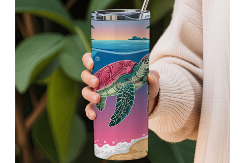Tropical Sea Turtle 20oz Tumbler Wrap Sublimation DesignSVG 