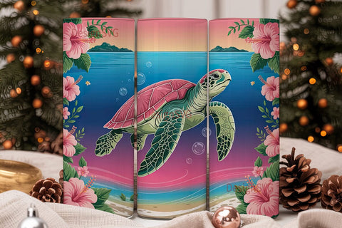 Tropical Sea Turtle 20oz Tumbler Wrap Sublimation DesignSVG 