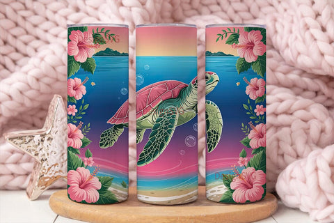 Tropical Sea Turtle 20oz Tumbler Wrap Sublimation DesignSVG 