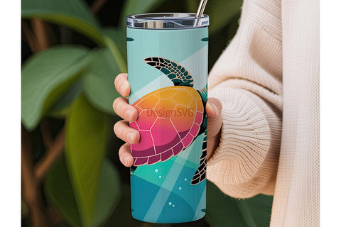 Tropical Sea Turtle 20oz Tumbler Wrap Sublimation DesignSVG 