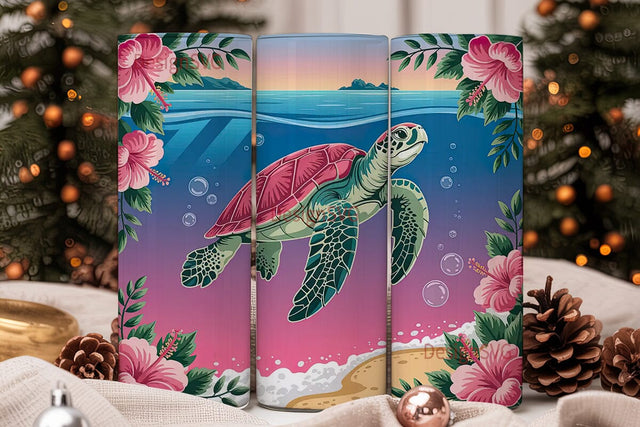 Tropical Sea Turtle 20oz Tumbler Wrap Sublimation DesignSVG 