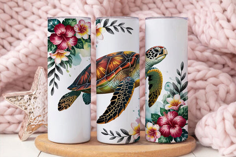 Tropical Sea Turtle 20oz Tumbler Wrap Sublimation DesignSVG 