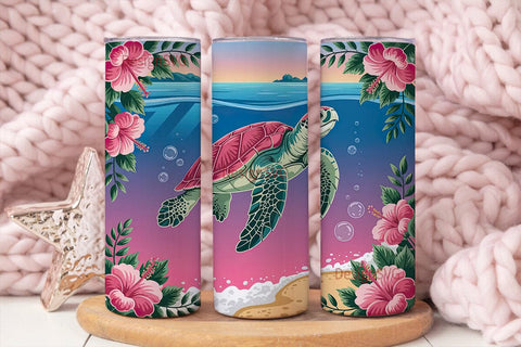 Tropical Sea Turtle 20oz Tumbler Wrap Sublimation DesignSVG 