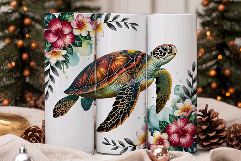 Tropical Sea Turtle 20oz Tumbler Wrap Sublimation DesignSVG 