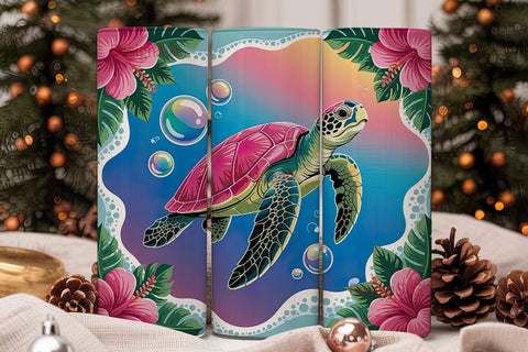 Tropical Sea Turtle 20oz Tumbler Wrap Sublimation DesignSVG 