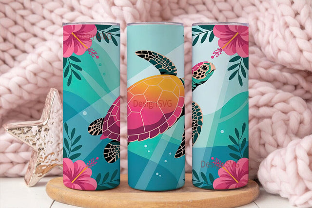 Tropical Sea Turtle 20oz Tumbler Wrap Sublimation DesignSVG 